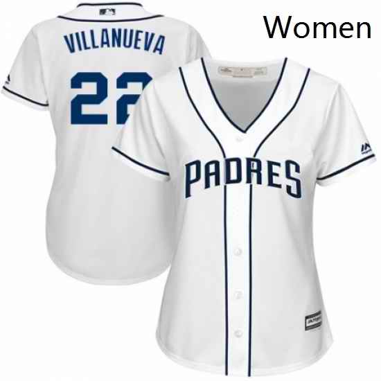 Womens Majestic San Diego Padres 22 Christian Villanueva Authentic White Home Cool Base MLB Jersey